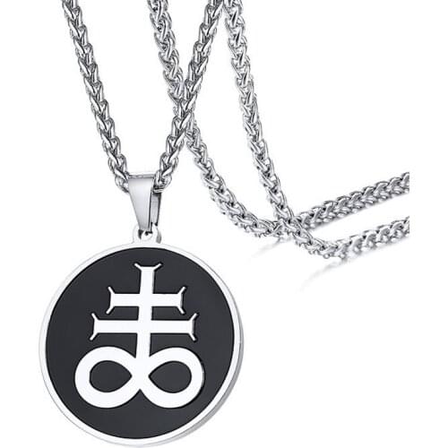 Mens Personality Jewelry Round Stainless Steel Satan Pendant Necklace Fashion Trendy Mens Necklaces