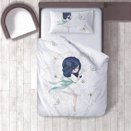 Duvet Cover Set Bedding Set Pillow Case for Baby and Kids Room 3D Printed Butterfly and Ballerina Model 085