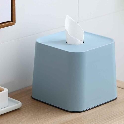 Home Office Solid Color Facial Tissue Storage Box Roll Paper Holder Organizer