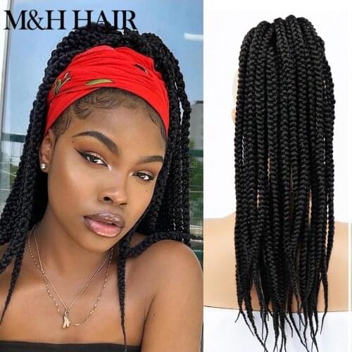 M&H High Puff African Ponytail Afro Synthetic Box Braids Drawstring Wrap Ponytail for Black Woman Synthetic Long Hair Extensions