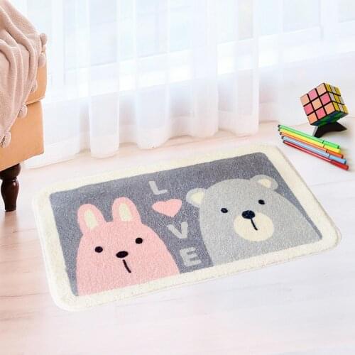 Cartoon Flocking Bath Mat Home Decoration Door Mat Bathroom Non-Slip Floor Mats Super Soft Absorbent Door Pad Home Supplies