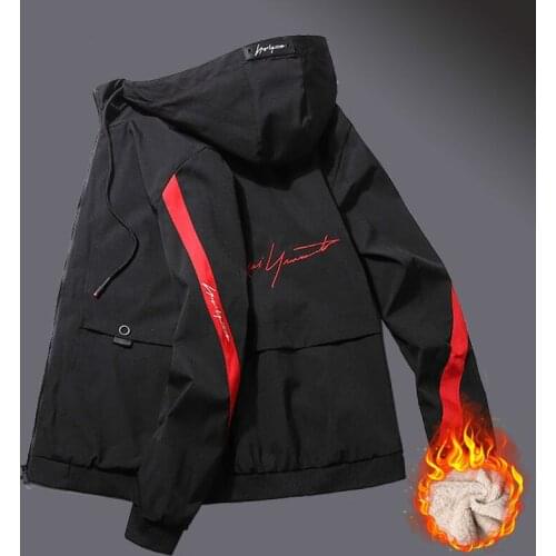 Mens autumn and winter jacket with cotton and cashmere, hooded coat, thin winter tooling and thick jacket