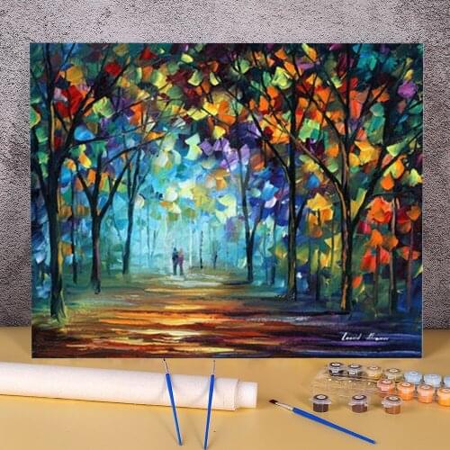 Couple In The Fog Coloring By Numbers Painting Complete Kit Acrylic Paints 40*50 Paiting By Numbers Home Handicraft