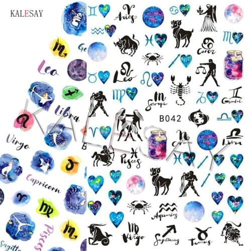 Nail Sticker Cartoon Constellation Symbol Nail Art Decals Sign Manicure Design Back Glue Sticker for Nails Decoration Not Foil