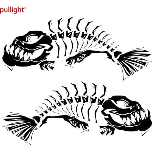 21.6*18.7CM 1Pair Skeleton Fish Door Decoration Decals Classic Stylish Car Styling Stickers Accessories