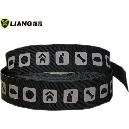 Nylon braided reflective strip pet pattern 2.5cm reflective accessories dog and cat products can be customized