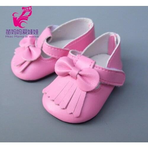 18 inch Doll Shoes Pu Leather pink Shoes for 43cm born Baby Doll shoes accessory gifts to kids