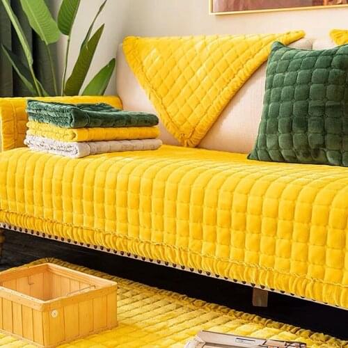 Plush Sofa Cover Four Seasons Sofa Towel Fabric Seat Cushion Backrest Towel Simple Modern Couch Cover Non-slip Sofa Bed Cover