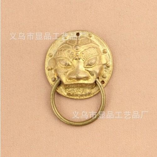 Factory direct copper lion head door handle pull classical antique copper jewelry ring copper ring