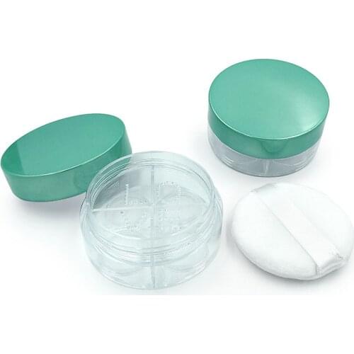 10/20pcs 15ml Empty Refillable Green Plastic Baby Skin Care Baby Bath Puff Container with Powder Puffs