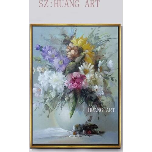 Realistic flowers modern abstract art pen flower oil painting wall decoration home hotel high quality art gallery quality