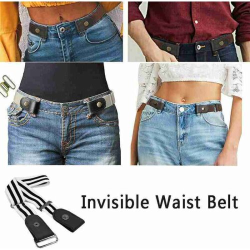 Easy Belt Without Buckle Free Mens Belts For Women Waist Ceinture Femme Elastic Stretch Jeans Hidden Invisible Secret Kids