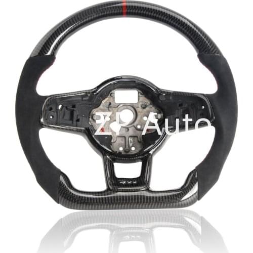 Carbon Fiber and Alcanrata Leather Steering Wheel with Carbon Fiber Tirm For Volkswagen Golf MK7 GTI R