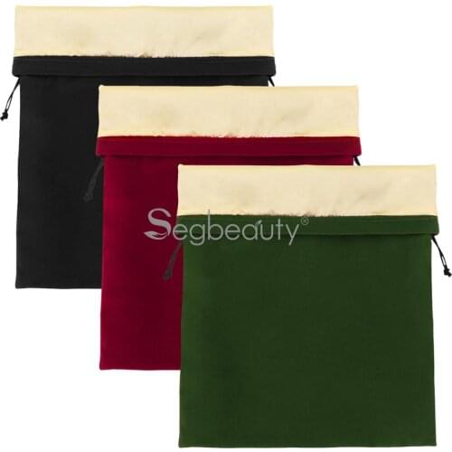 Segbeauty 3 Pack Hair Dryer Bags Storage Container Drawstring 11.8x15.7in Satin Lined Blow Dryer Velvet Pouch Christmas Gift Bag