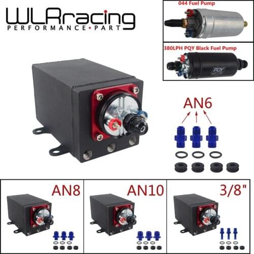 60mm Port Fuel Pump Surge Tank Oil Catch Can Compatible with 044 Fuel Pump or 380 LPH Black PQY Fuel Pump AN6 AN8 AN10 Fitting