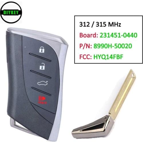 DIYKEY 231451-0440 Smart Keyless Remote Car Key for Lexus ES350 LS500h 2018 2019, Fob 4 Button 315MHz HYQ14FBF 8990H-50020
