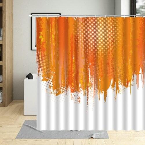 Waterproof Shower Curtain Yellow Orange Graffiti Gradient Color Design Art Decor Screens Fabric Bathroom Curtains With 12 Hooks