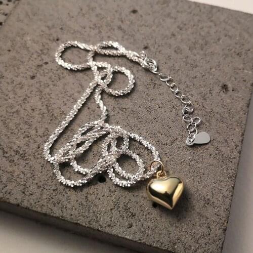 Silvology 925 Sterling Silver Cauliflower Chain Heart Pendant Necklace for Women Elegant Glossy Shine Necklace Birthday Jewelry