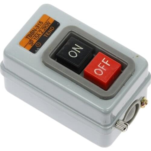 1Pcs Push Button Power Switch Three Phases Power Control Start Switch AC 380V 15A 3P 2.2KW TBSN-315