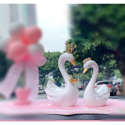 2Pcs Resin Cake Toppers Swan Statue Figurines Sculpture for Wedding Party Happy Birthday Decor Baking Supplies Set