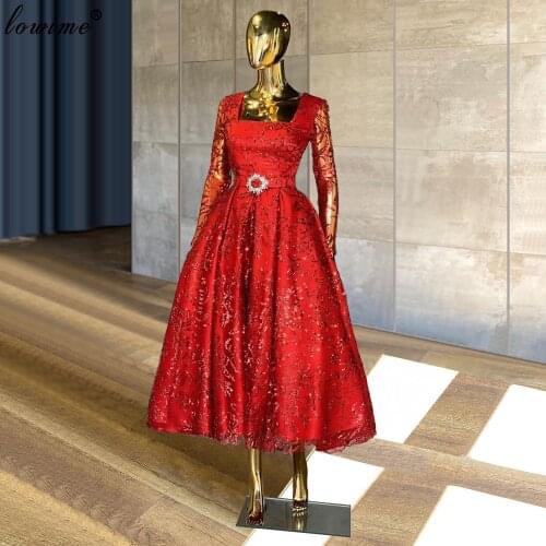 3 Designs Tea-Length Cocktail Dresses A-Line Long Sleeves Princess Prom Party Dresses Evening Wear Vintage Photography Gowns