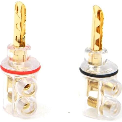 4pcs Hifi audio Gold plated BFA banana Transparent Cover Audio Banana Plug 1Set for speaker cable without Box