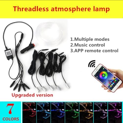 5 in 1 Flexible Car Atmosphere Lamps APP Sound Control RGB Mode Colorful Auto Interior Ambient Light Decorative Lamp Strips 6m