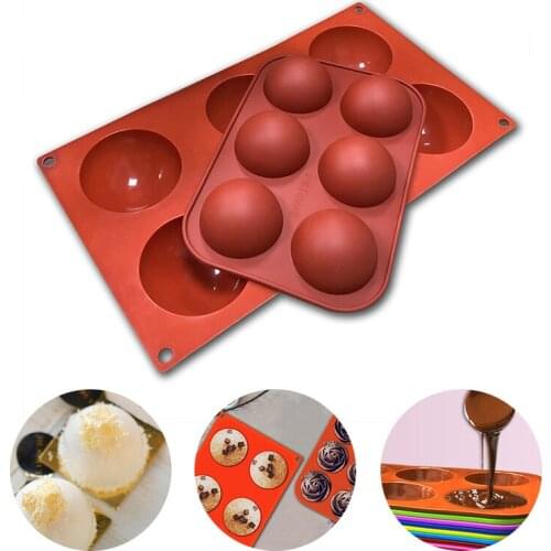 6 Holes Silicone Mold Semi Sphere Cake Mould Sugarcraft Chocolate Cupcake Fondant Non Stick DIY Muffin Bakeware Kitchen Tools