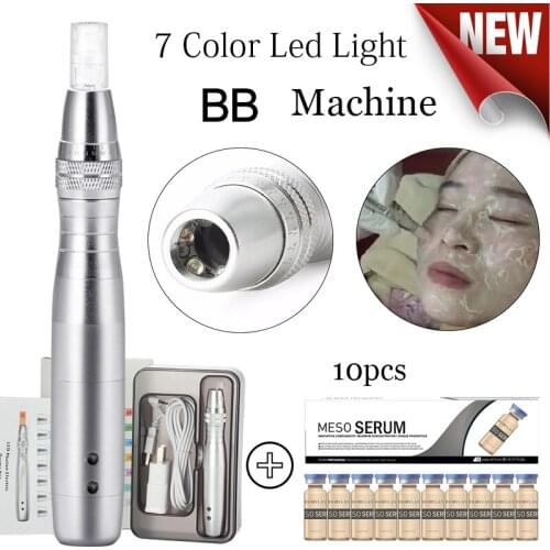 7 Color Led Light BB mose Machine microneedle pen with 5ml BB Cream stayve White Brightening Foundation BB serum glow beauty pen