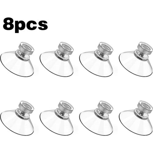8PCS Sucker Cup Suction Hook Plastic Sucker Pad Holder 40mm Silicone Round Strong Transparent With Knurled Nut For Daily Hanging