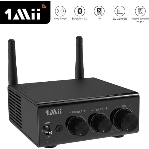 1Mii B08S Bluetooth 5.0 Audio Receiver Adapter aptX HD Hi-Fi Stereo 3.5 Aux Bluetooth Digital Amplifier for TV 100Wx2 Speakers