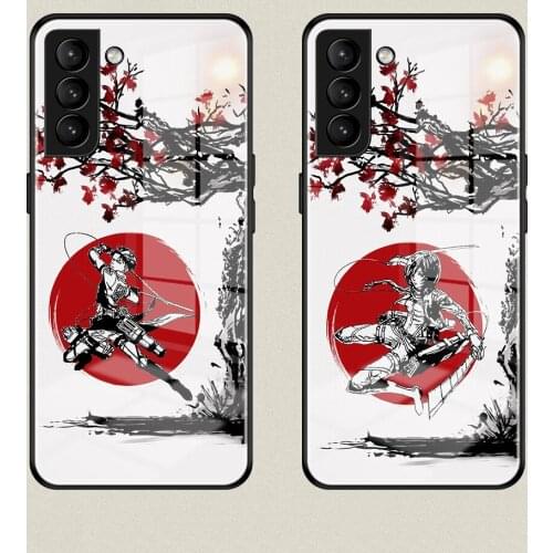 Anime Attack on Titan Phone For Samsung S8 S9 S10 S10E S20 S21 FE Note 8 9 10 20 Plus Ultra Tempered Glass Shell Case