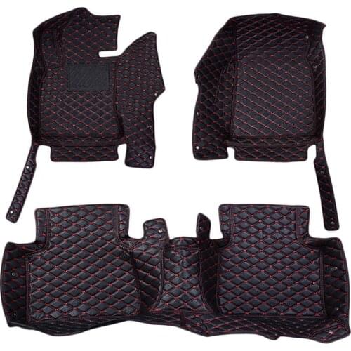 Car Floor Mat Black PU Auto Interior Floor Protection Mats Front Rear Driver Passenger Seat Ridged Floor Mat 1 Set