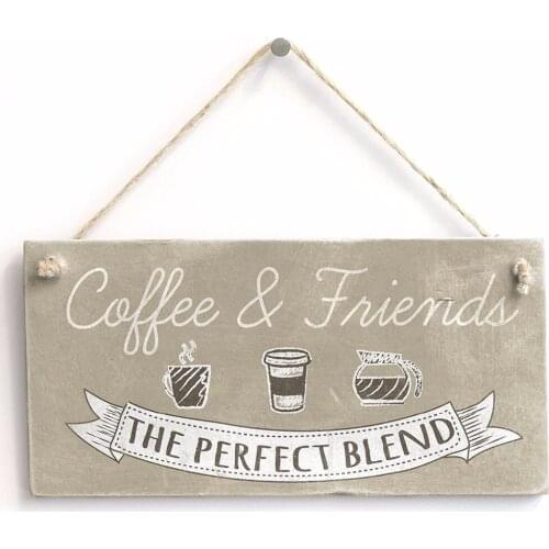 Meijiafei Coffee & Friends - Retro Kitchen Sign/ Plaque Friendship Sign 10"x5"