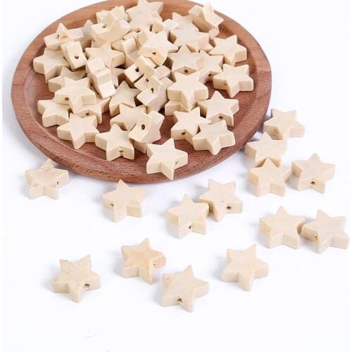 DIY Star Natural Maple Wood Beads Stars Unfinished Wooden Charms for Kids Necklace Handmade Jewelry Findings 200Pcs/lot 20mm