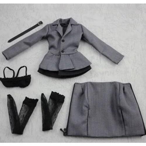 CC254 1/6 Scale Female Clothes Grey Business Suit Office Lady Clothing Set For 12'' Inch Female Figure Body