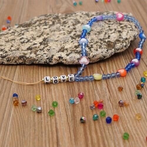 Go2Boho Chain For Phone Lanyard Colorful Candy Beads Chains Strap Letter Bracelet For Women Summer Trend Smiley Cute Jewelry