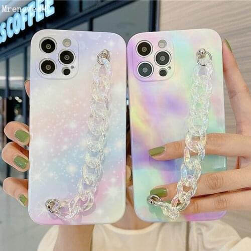 Colorful Starry Sky Transparent Chain Bracelet Case For iPhone 11 Pro 12 Mini X XR Xs Max SE 2020 7 8 Plus Soft IMD Back Cover