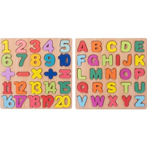 Kids Wood Toy English Letter Digital Shape Matching Jigsaw Board Puzzle Baby Early Learning Educational Toys for Children