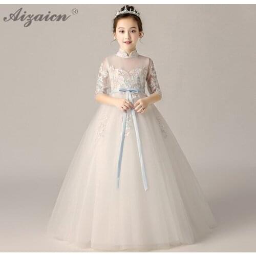 Children Wedding Dress Cheongsam China Fashion Child Birthday Evening Gown Chinese Traditional Clothing Kids Long Qi Pao