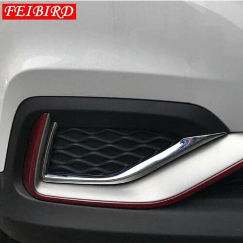 For MG ZS 2018 2019 Auto Accessory ABS Chrome Front Fog Lights Lamps Eyelid Eyebrow Overlay Strip Cover Trim Bright Silver
