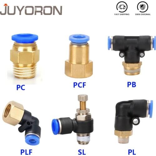 1PCS Air Pipe Fittings 4mm 6mm 8mm 10mm 12mm Hose Tube PCF/PC/PL/SL/PB/PLF 1/4" 1/8" 3/8" 1/2"BSPT Male Pneumatic Connector