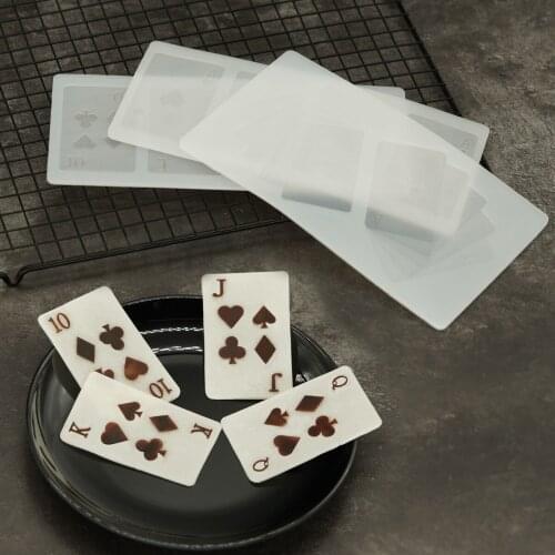 Poker Pattern Chocolate Mold Ace Straight Flush Sequence Shape Silicone Mould Cake Decorating DIY Topper For Sundae Parfait