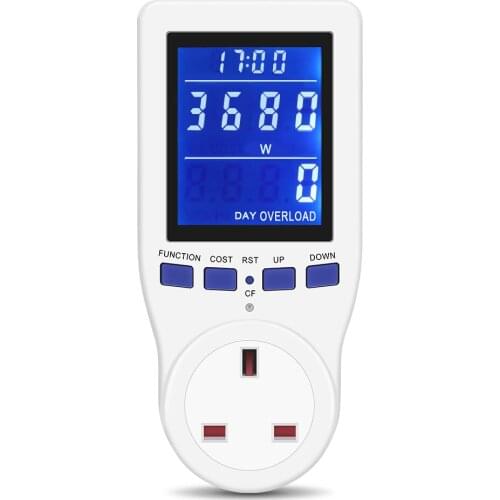 8 Modes LCD Display Electricity Usage Monitor Power Meter UK Plug Home Energy Watt Volt Amps Wattage KWH Consumption Analyzer