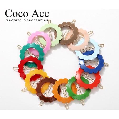 Ins korea design hair clips acrylic pink green sun flower colorful hair clips grips accesories for kids girl