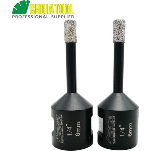 SHDIATOOL 2pcs Dia 1/4"/6mm 5/8-11 Thread Vacuum Brazed Diamond Dry Drilling Core Bits Drill Bits Granite Marble Tile Hole Saw