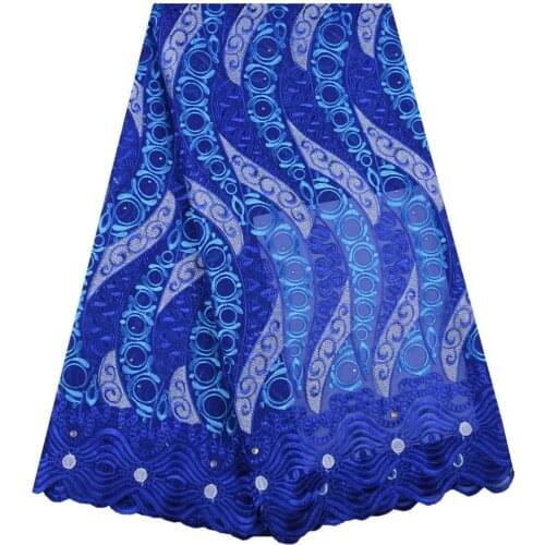 Cheap African Cotton Lace Fabric With Stones Royal Blue Swiss Voile Lace In Switzerland High Quality Nigerian Lace Fabrics S1640
