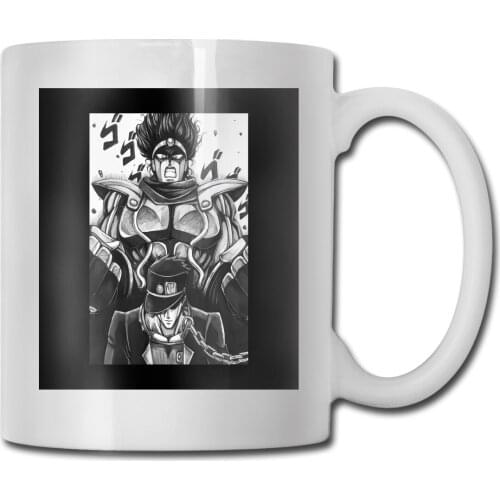 Jotaro Star Platinum Pertempuran Jojos Pelik Pengembaraan Manga Hitam Pattern Mug Cup