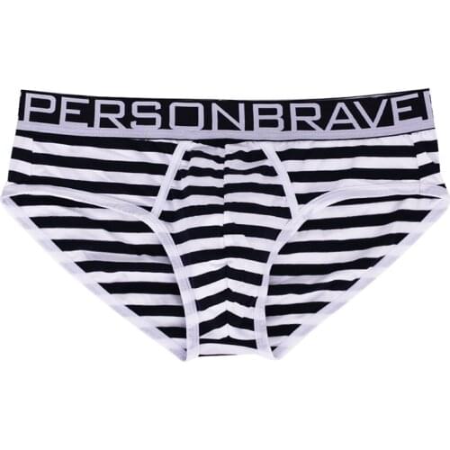 2020 BRAVE PERSON Brand Men Cotton Striped Briefs Men Sexy Underwear Briefs Wide Belt Underpants Male Panties