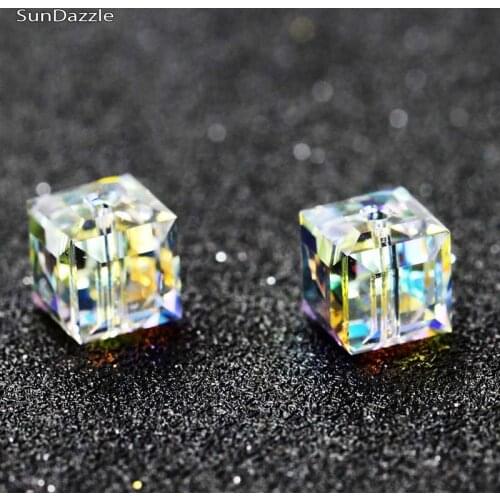 Genuine Real Austrian Crystal Bead Square Colorful Spacers Loose Beads DIY Jewelry for Necklace Bracelet Jewelry Making Findings